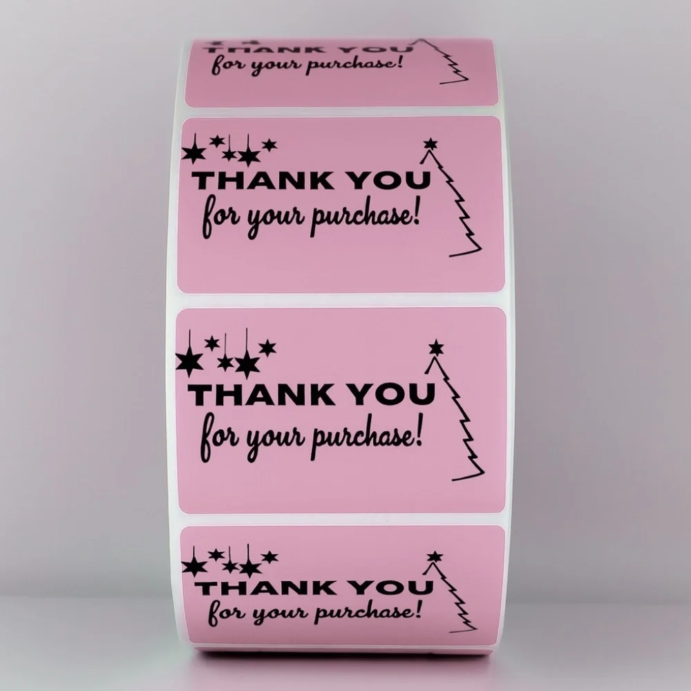 Thank You For Your Purchase Stickers Christmas Tree & Stars - Holiday Packaging